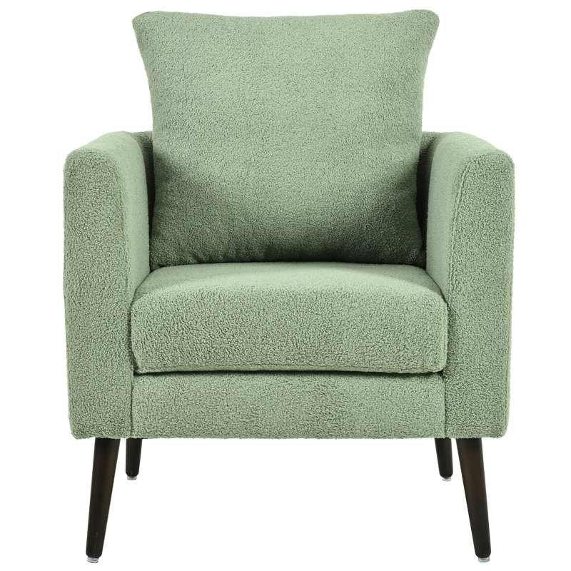 Fauteuil club, fauteuil en chenille et structure avec rembourrage en mousse et bois massif, Vert