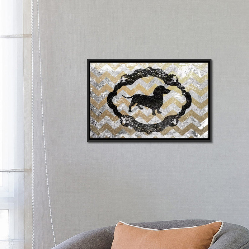 «Basset Hound» par 5c5, impression sur toile tendue, H 18 po x l 26 po x P 1,5 po, Toile avec cadre noir, Pas de tapis