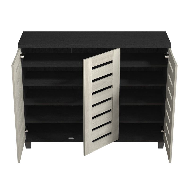 Lismore Shoe Storage Cabinet Up to 20 Pairs, Black Oak/Warm Gray Oak