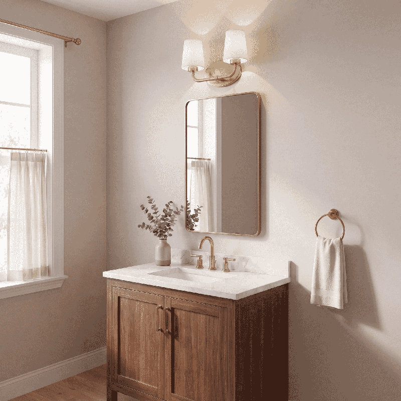 Arline 2-Light Dimmable Vanity Light in Warm Brass, Warm Brass, 2 Lights, 9" H x 15" W x 15" D