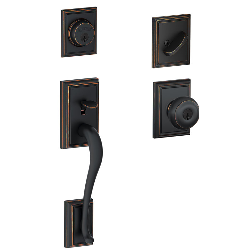 Addison Handleset with Deadbolt and Georgian Door Knob and Rosette