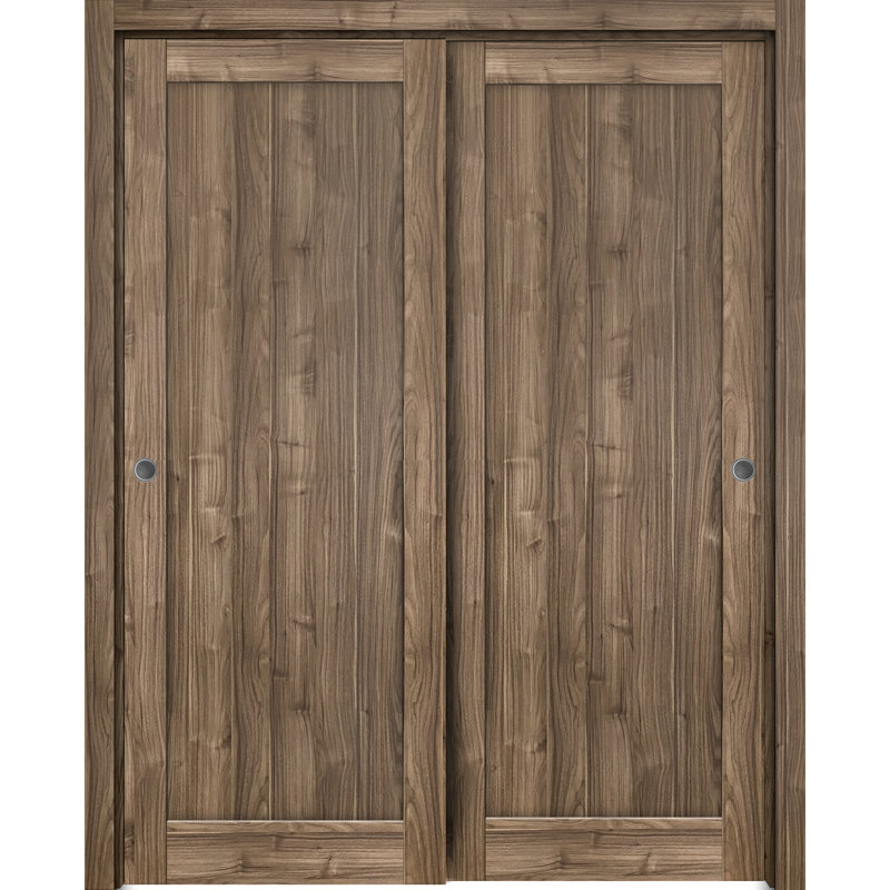Portes à panneaux coulissantes à panneaux Quadro, 84 po x 96 po, Noyer