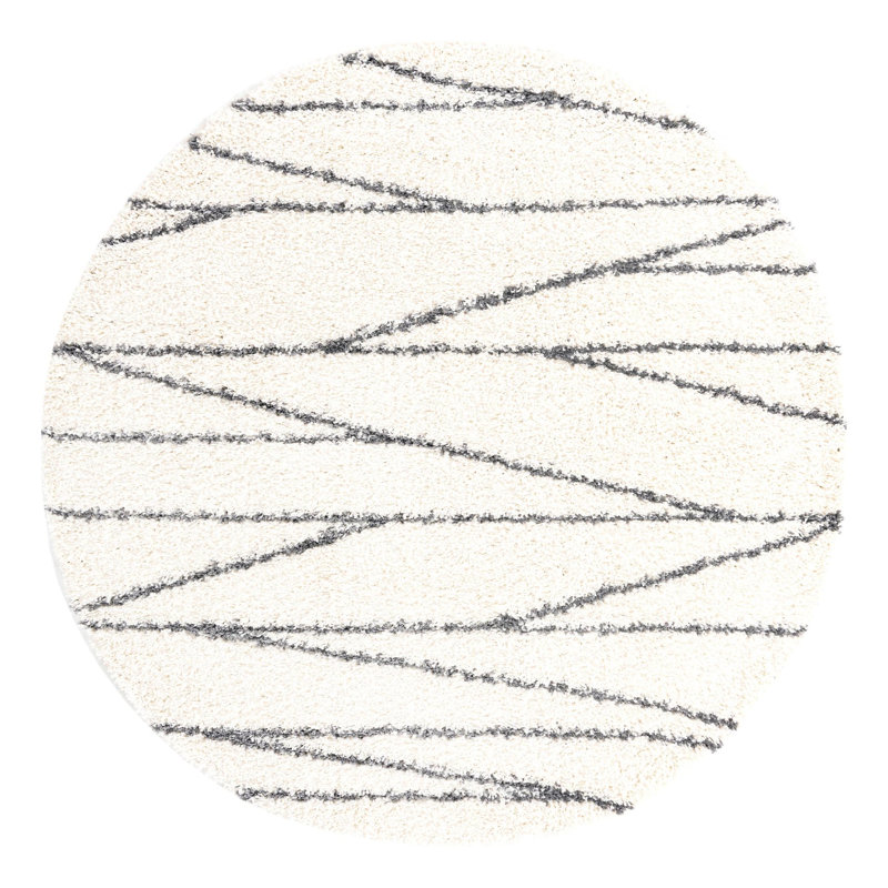 Abrahams Striped Indoor Rug, Round 7'