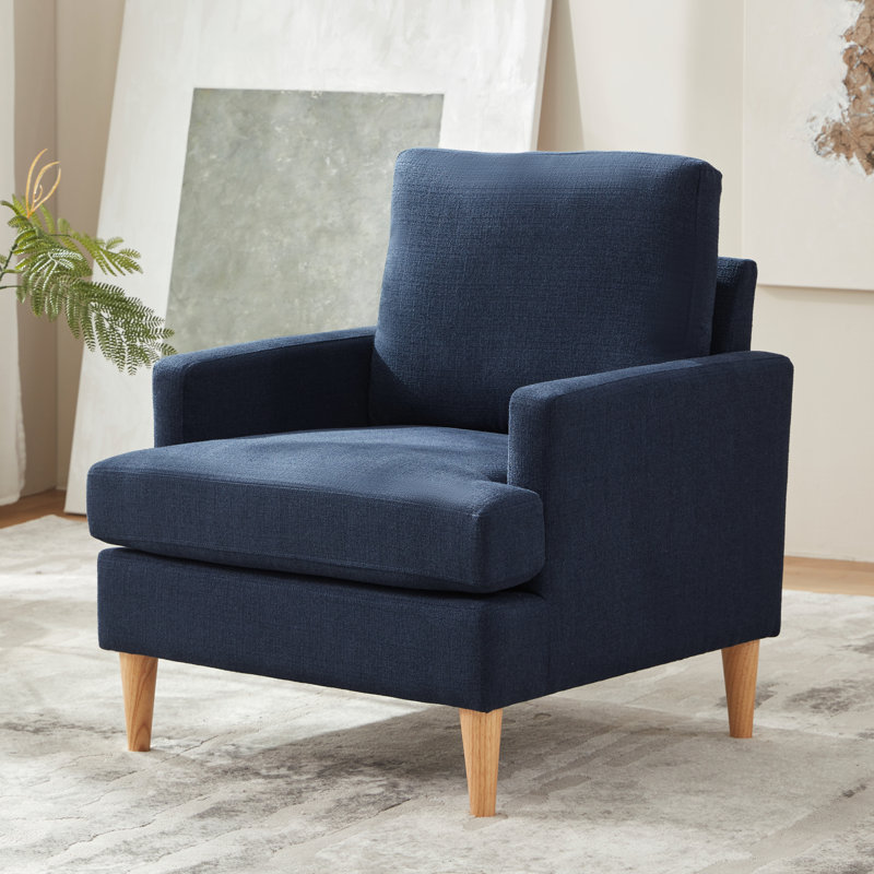 Bedri Armchair With Solid Wood Legs(Set Of 2), Blue