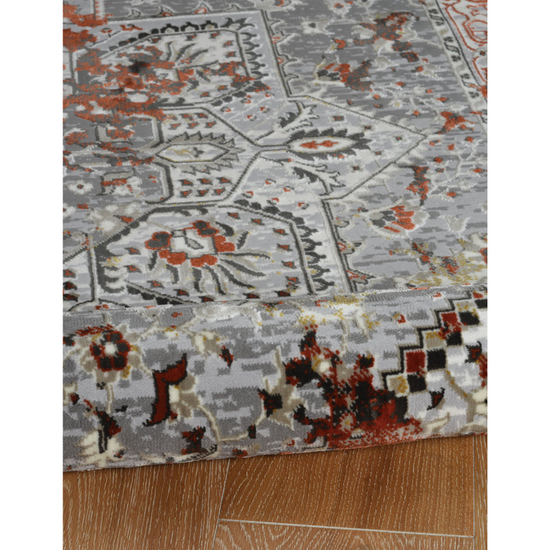 Tapis rouge/gris Purdy, Rectangle 8 pi x 10 pi 6 po