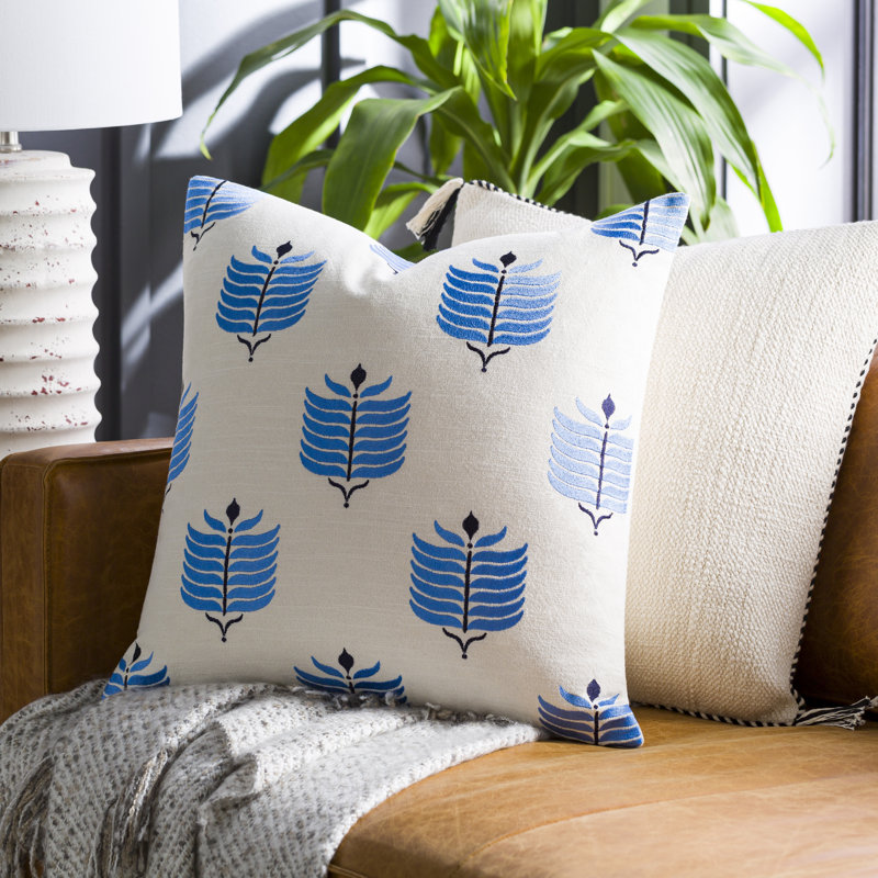 Birgitte Cotton Reversible Throw Pillow, 18" x 18", Down