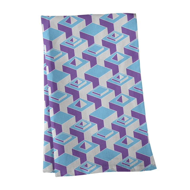 Patricia Geoffrey Tea Towel Kitchen Towel, Purple/Light Blue/Grey, Poly Twill