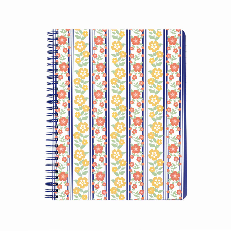 Small Spiral Notebook, Floral Stripe
