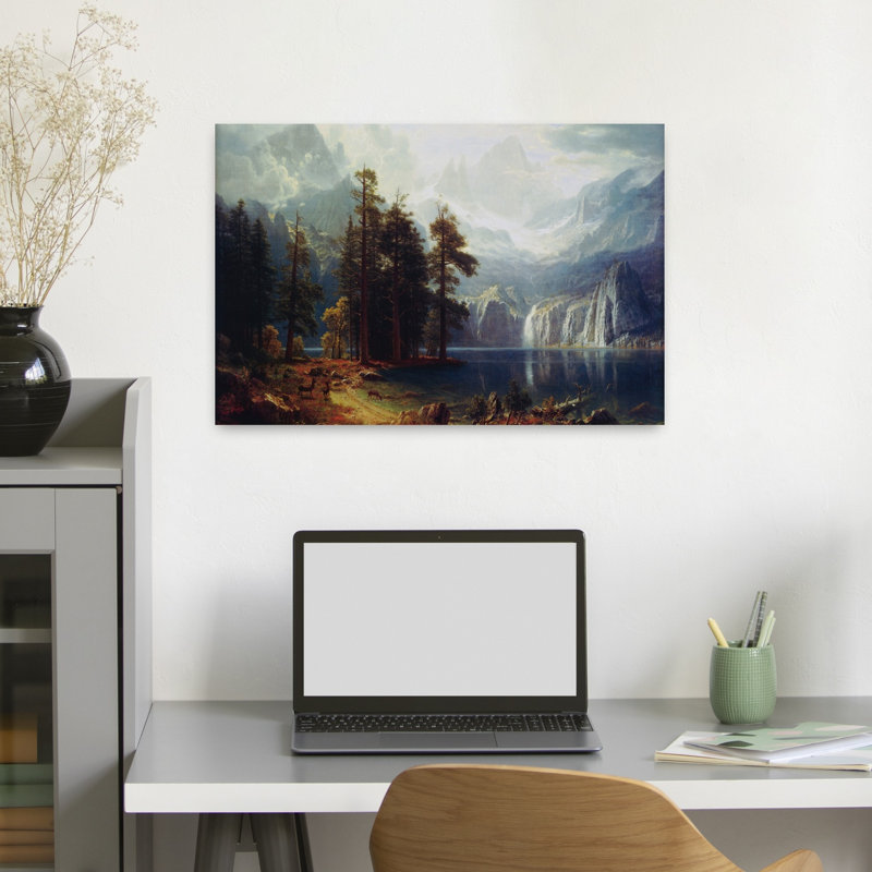 Sierra Nevada In California Classic Rustic Serene Evergreen Tree Pine Tree Forest Landscape Wall Art Print 1 Piece Wrapped Canvas Wall Art