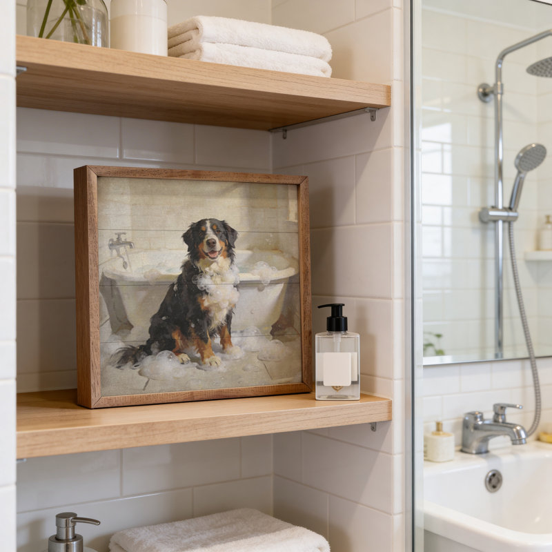 Bath Time Bernese Mountain Dog, 4" H x 4" W