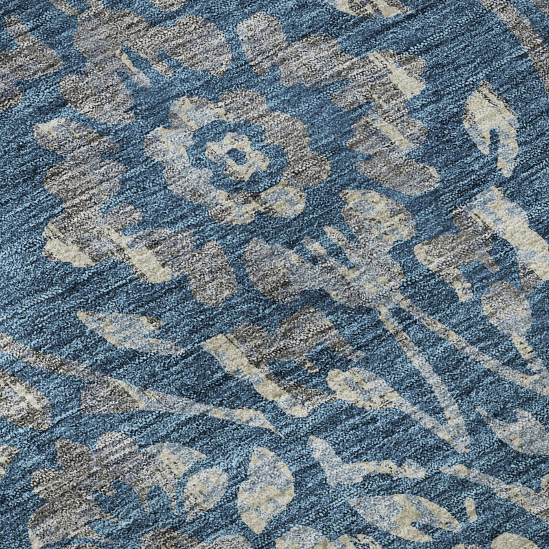 Premium Machine Washable Prisco Blue Rug, Rectangle 1'8" x 2'6"