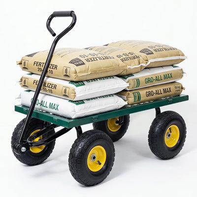 500 lb. Heavy-Duty Steel Garden Wagon with Removable Mesh Sides and 10" Pneumatic Tires