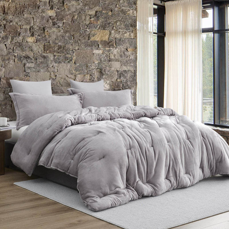 Thickest Comas Inducer Thicker Than Thick Oversized Comforter Set, Gray, Twin Extra Long Comforter + 1 Standard Sham