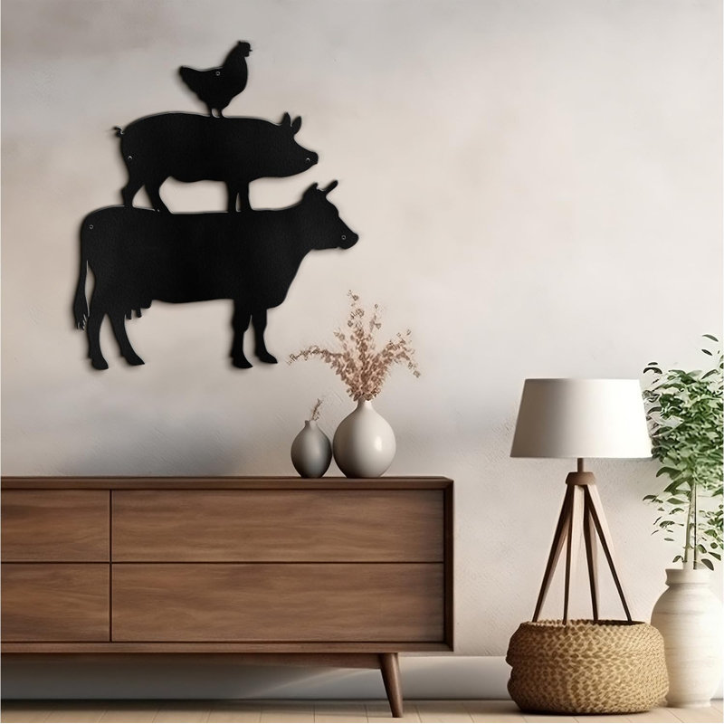 Décoration murale en métal, H 24 po x l 24 po x P 0,05 po, Noir