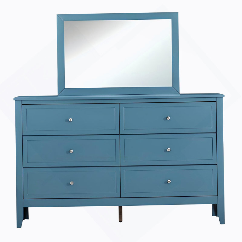 Commode 6 tiroirs Woonden, Bleu sarcelle