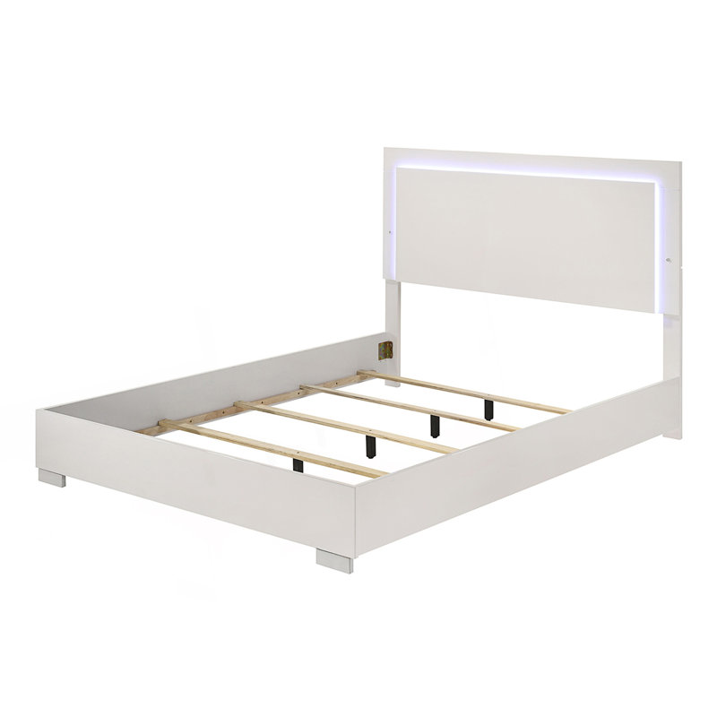 Lit contemporain 1Pc avec tête de lit à DEL, Très grand