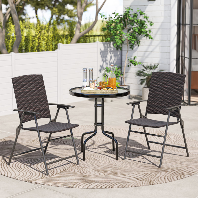 Ensemble de 2 chaises d'extérieur pliantes avec accoudoirs et chaises portatives en métal