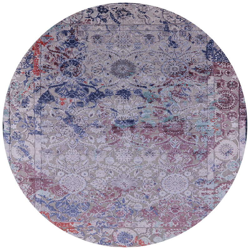 Tapis oriental mauve / bleu, Rond 7 pi