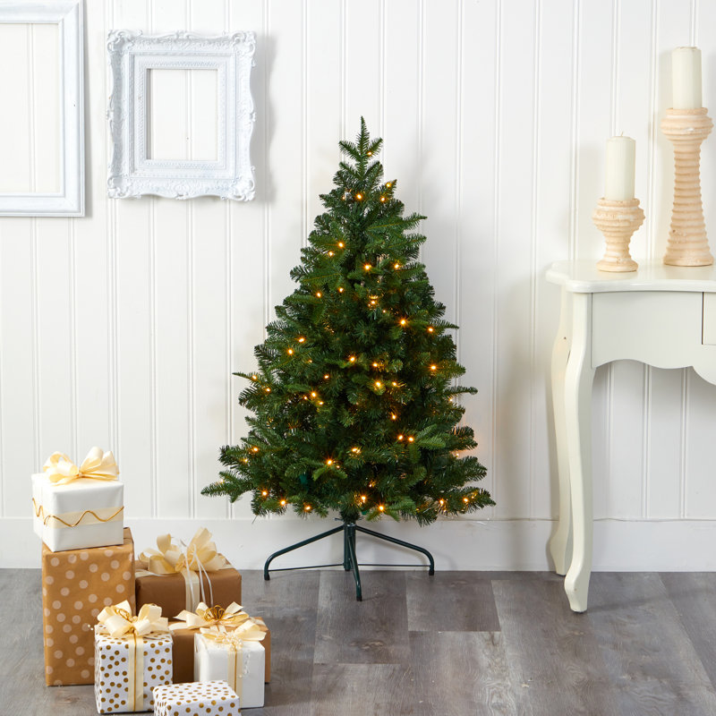 Sapin de Noël artificiel avec lumières claires, H 4 pi
