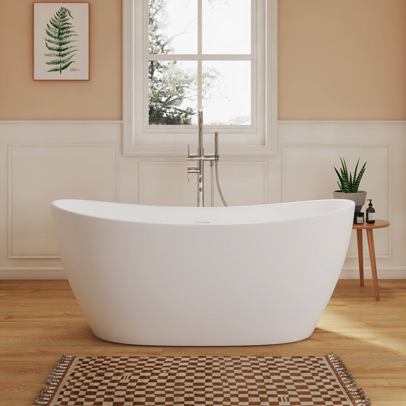 Baignoire profonde autoportante à surface solide de 55 po Fslefay