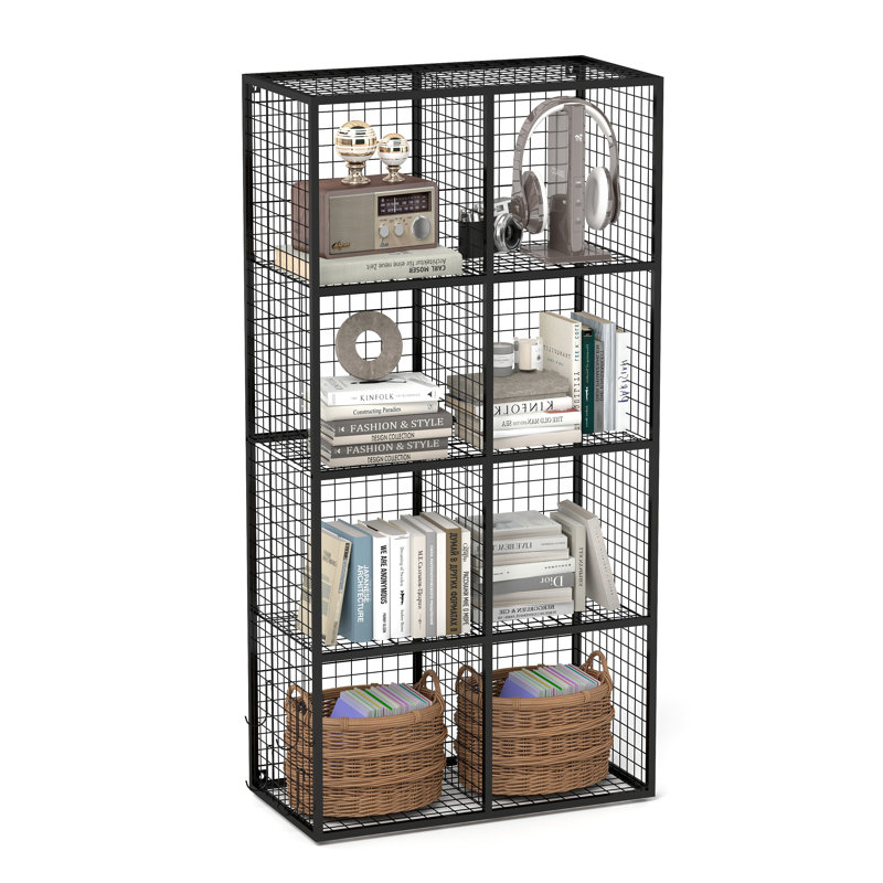 8 Cube Metal Storage Organizer,Display Modular Bookshelf Shelf for Bedroom,Office,Black