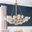 Lustre rond en céramique à 3 lumières, à intensité variable et à motif floral, fini blanc et doré, pour chambre à coucher