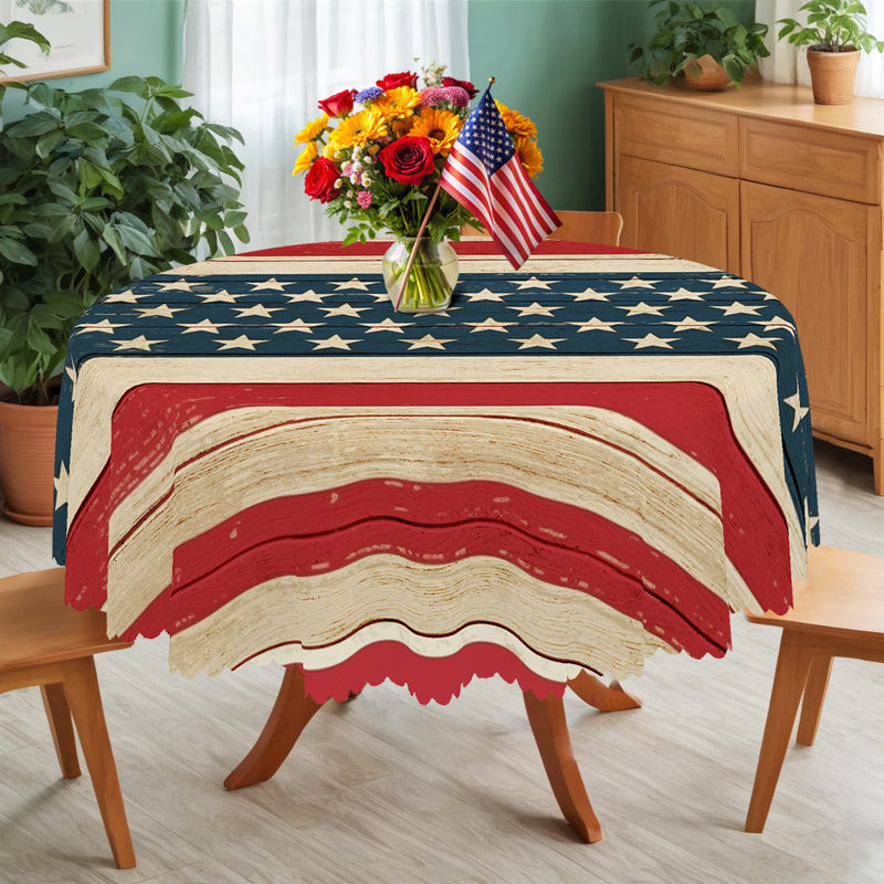 Nappe Independence Day Dagostino - drapeau américain, motif patriotique rouge, blanc, bleu rond / rectangulaire, Rond 60 po