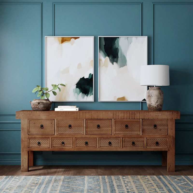 Lahey 93'' W Solid Wood Console Table, Black