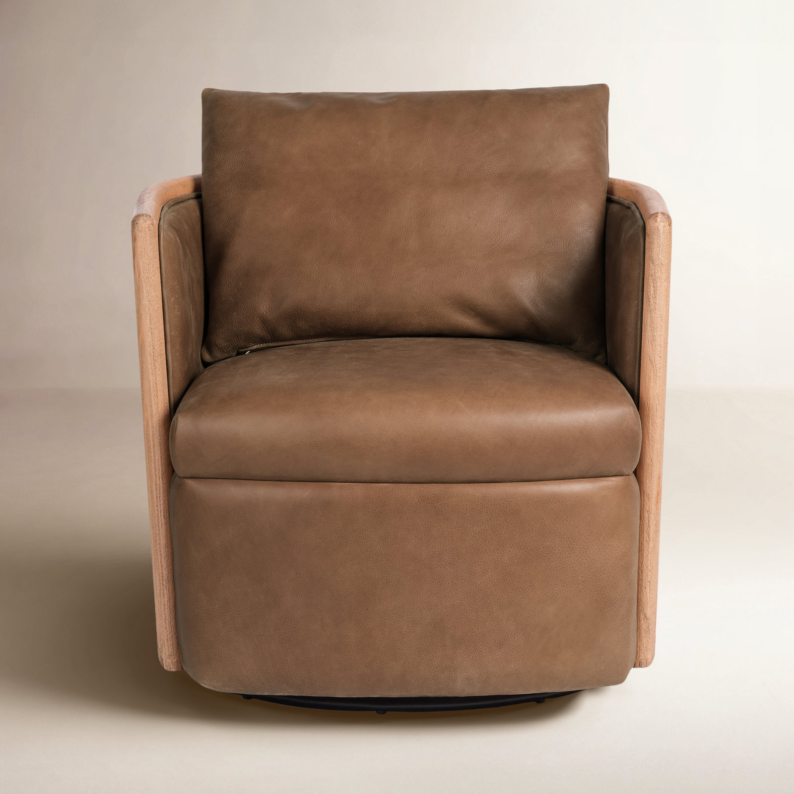LeeRoy Genuine Leather Swivel Armchair