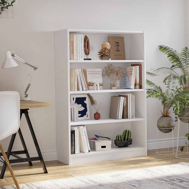 Cremorne Modern Standard Bookcase, White, (4 shelves) 48" H x 33" W x 11.6" D