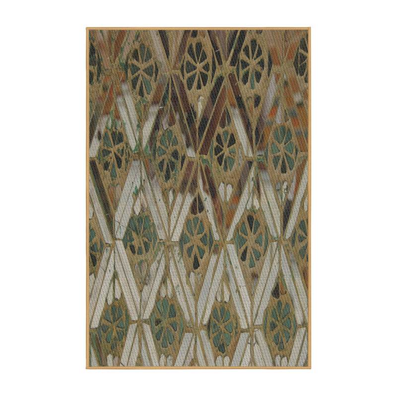 Tapis brun/vert tissé à la machine, Rectangle 8 pi x 10 pi