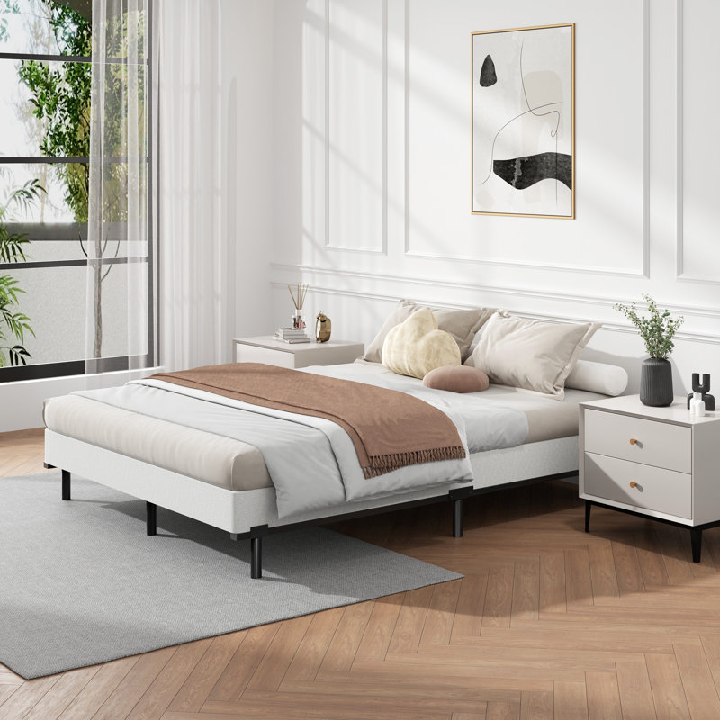 Sommier tapissier à profil bas de 5 pouces avec base de matelas en tissu facile à assembler, Très grand lit, 5"