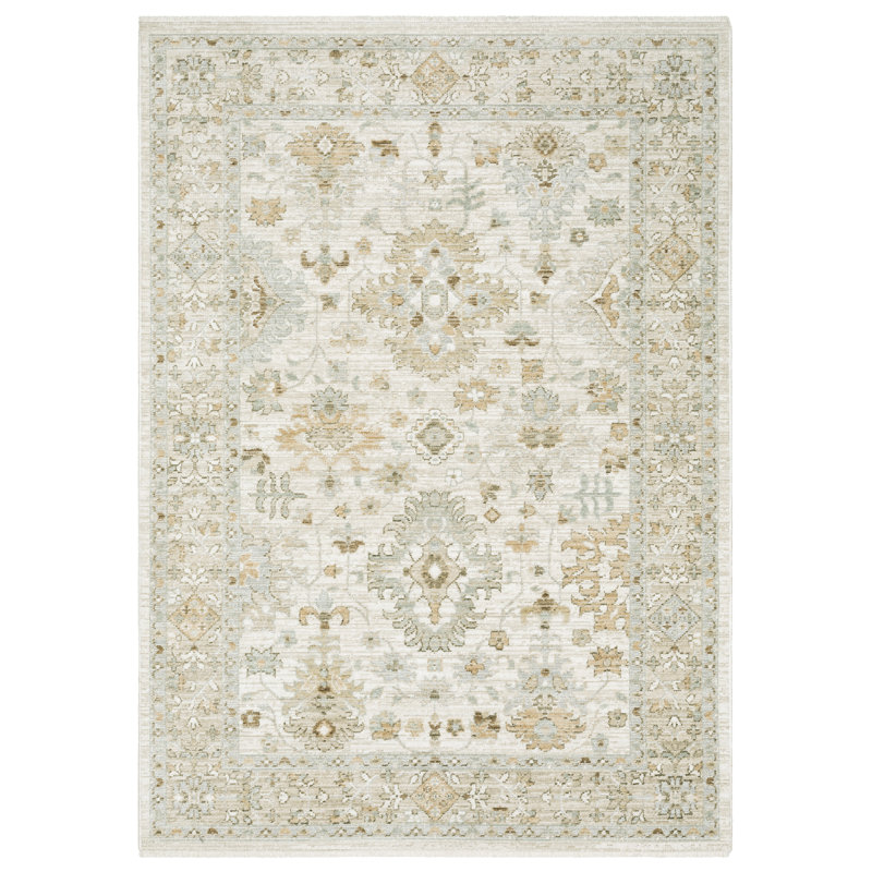 Lainey Vintage Traditional Pale Blue/Beige Area Rug, Rectangle 2'9" x 5'
