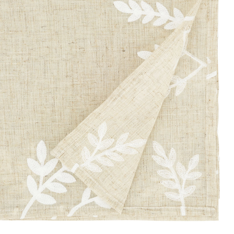 Natural Foliage Embroidery Polyester Table Runner, 16" x 90"
