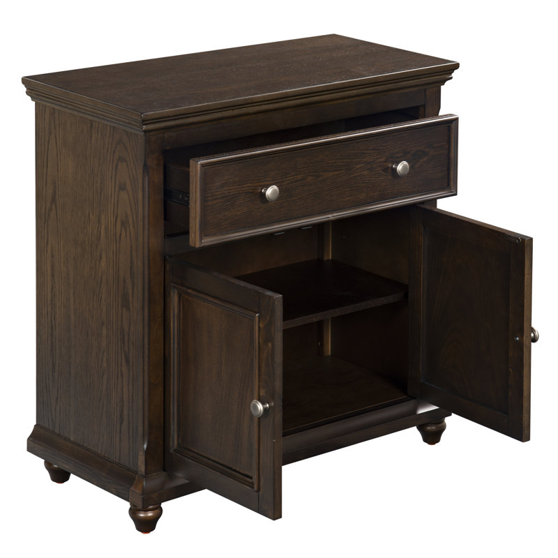 Carl 2 Door 1 Drawer Cabinet, Dark Walnut