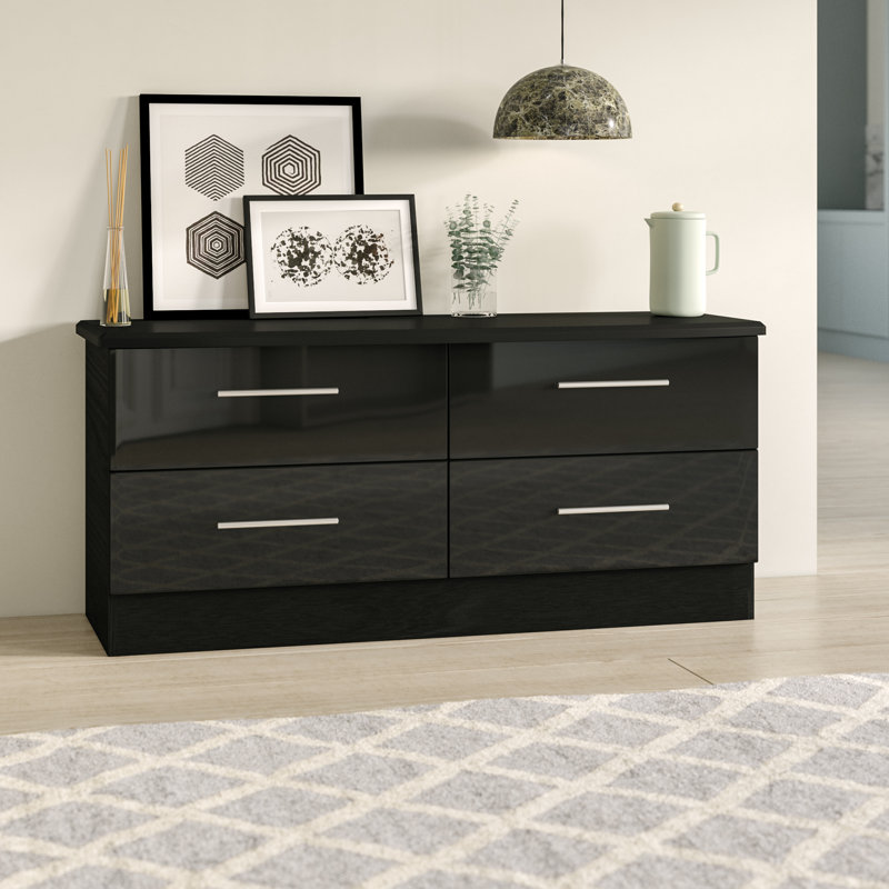Fully Assembled Yvette 4 Drawer Chest, Black