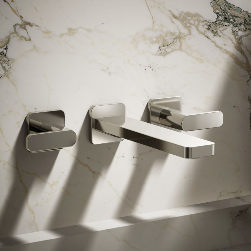 Parallel Wall-Mount Bathroom Sink Faucet Trim, Silver