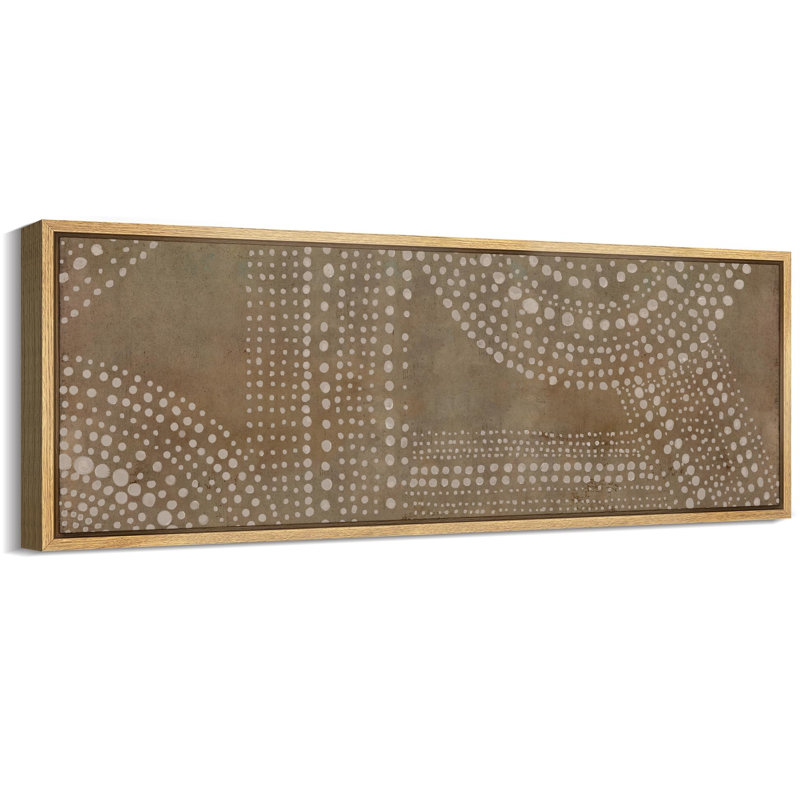 «Mid Century Shape Abstract Dot Matrix», reproduction d'art encadrée sur toile dans des tons de terre, Naturel