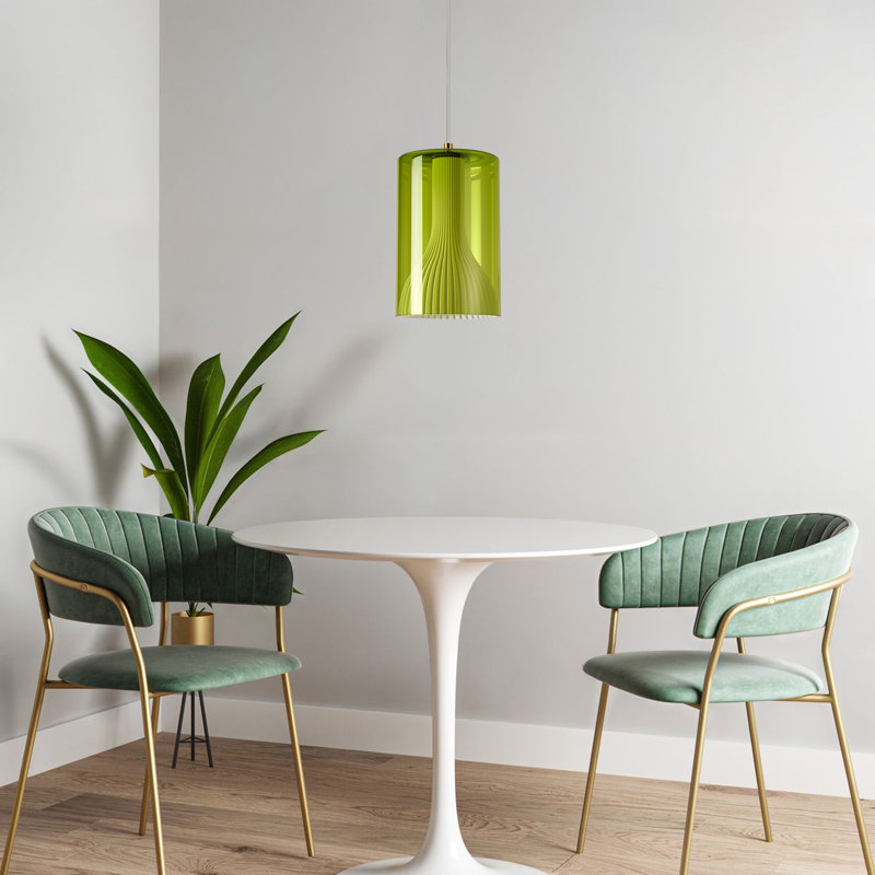Luminaire suspendu vert 1 lumière avec ampoule incluse