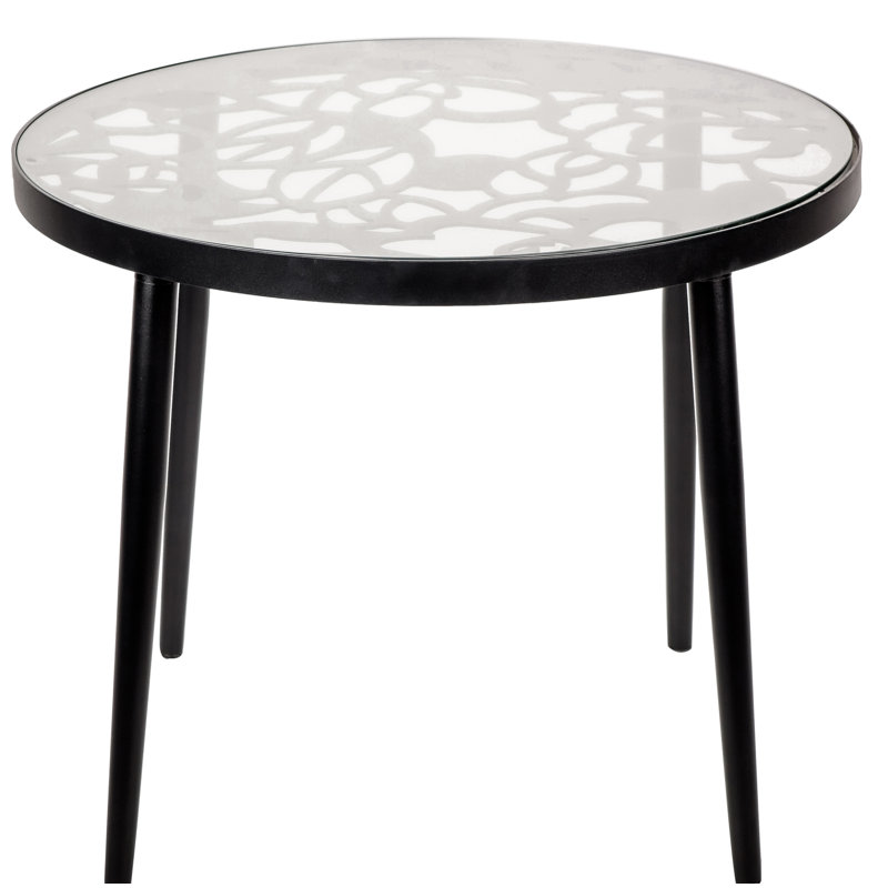 Table d'appoint avec plateau en verre Rabia, Noir, noir, noir, noir