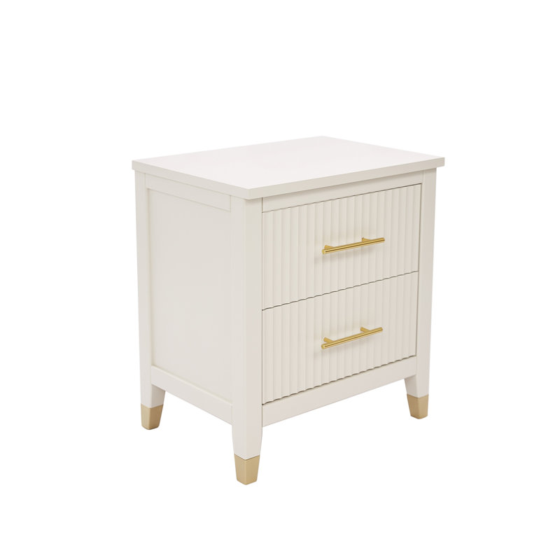 Pratts 50cm W Solid + Manufactured Wood Bedside Table, White
