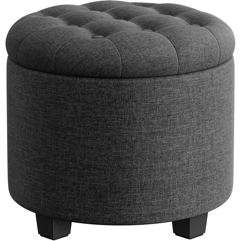 45cm Wide Tufted Solid Colour Footstool Ottoman, Grey