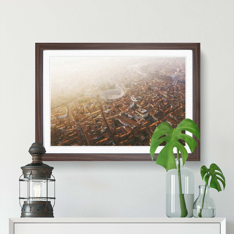 Arena Di Verona In Italy - Single Picture Frame Painting, 33cm H x 45cm W x 2cm D, Walnut Framed