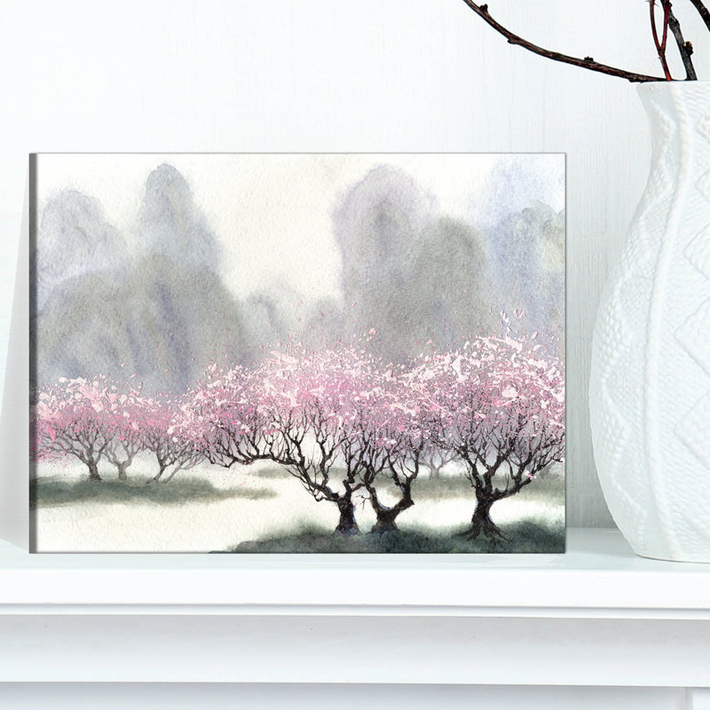 «Flowering Trees at Spring Landscape», reproduction d'art sur toile tendue, H 30 po x l 40 po x P 1 po, Toile tendue
