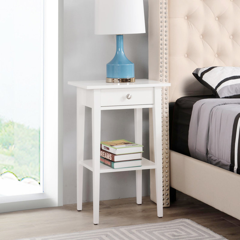  Contemporary Nightstand Wood Nightstand Bedside Table Bedroom End Table Night Table, White