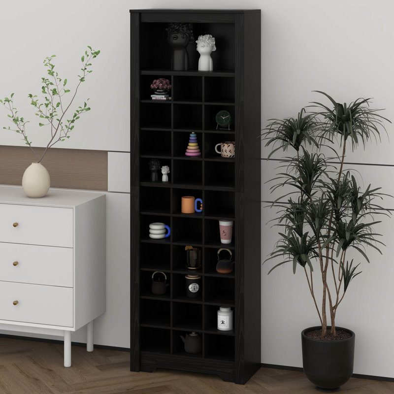 Grande armoire à chaussures, console de 30 casiers avec base à bord incurvé, rangement multifonctionnel pour le couloir, le vestibule, la chambre à coucher