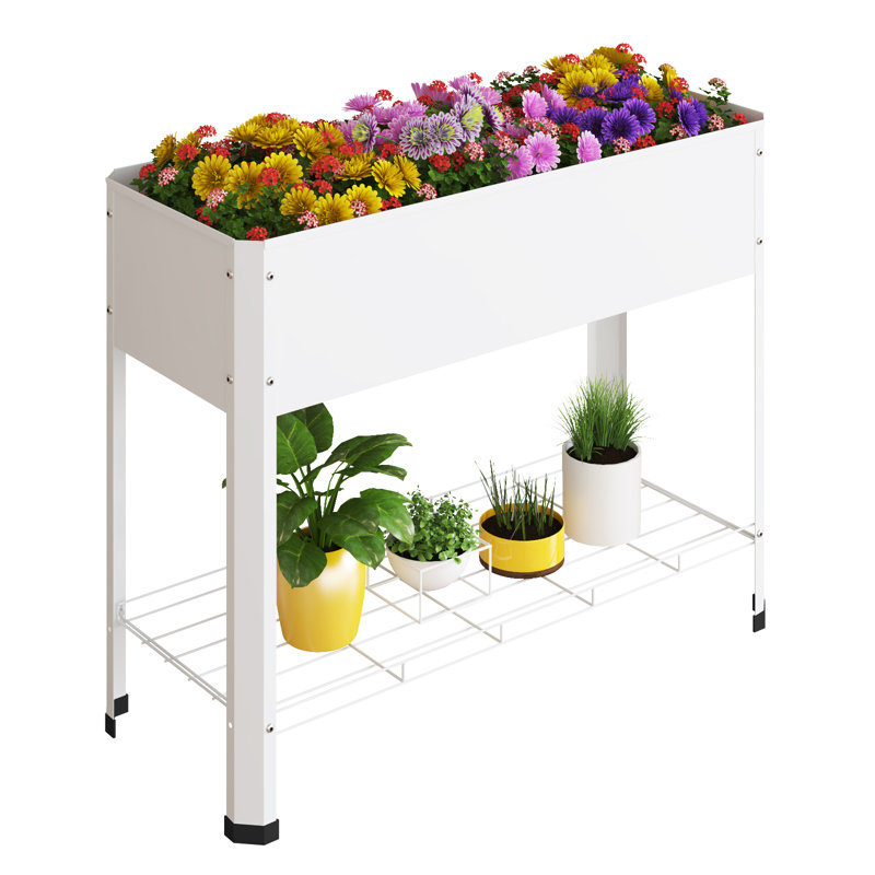 Assiya Metal Elevated Planter, White