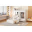 Lit superposé simple avec tiroirs, garde-robe, tablettes de rangement et lit hydraulique, blanc