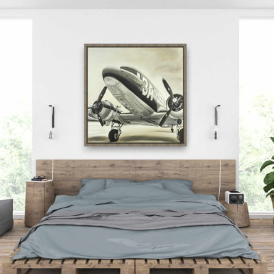 Vintage Airplane - Framed Canvas | Transportation