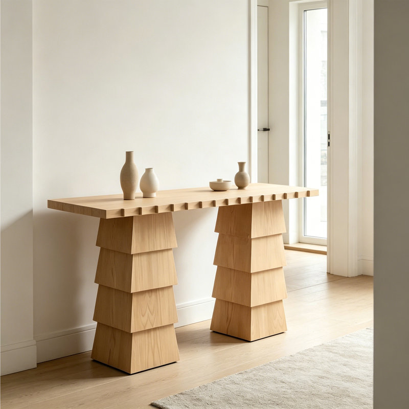 Console en bois de style français, H 33,4 po x l 62,9 po x P 13,7 po